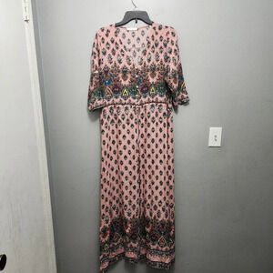 R. Vivimos women's maxi dress size S pink boho button-down